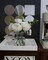 Artificial Flowers with White Roses in Vase, Fix Lifelike Fake Flowers in Vase with Artificial Water, Faux Flower Arrangements for Dining Table Centerpiece Decor